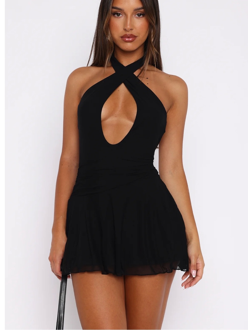 White Fox Boutique - Golden Nights Mini Dress Black